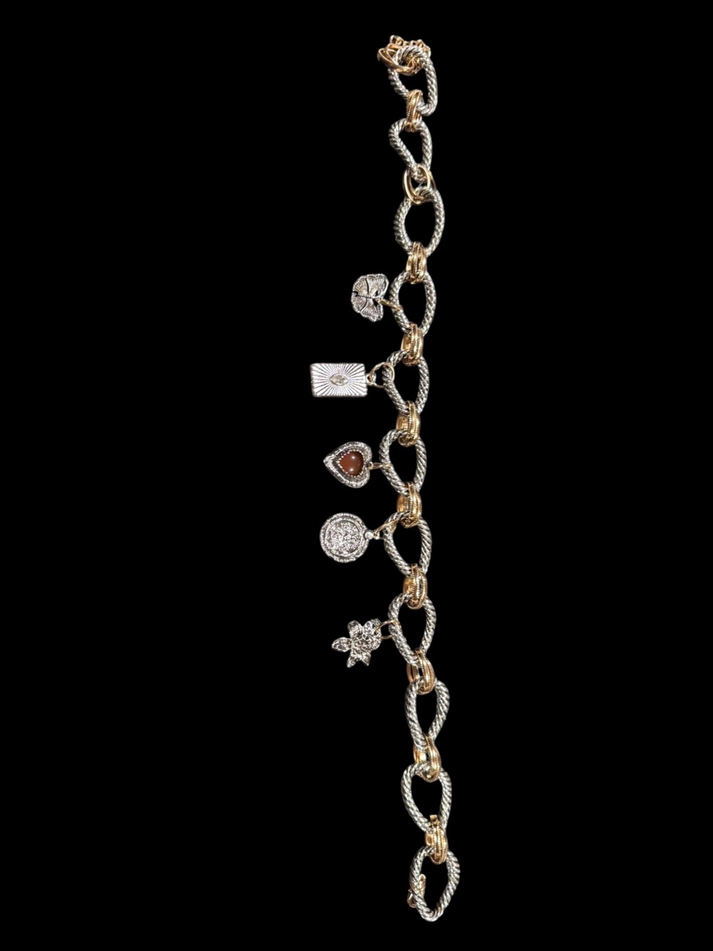 Charm Necklace Two-Tone Rope Link - Picture 7 of 16
